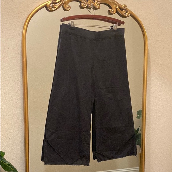Wearables Black High-rise Linen Blend Wide-Leg Pants Size XL - Picture 1 of 9